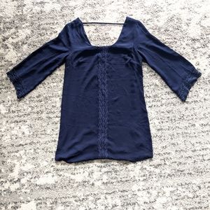 ASTR Anthropologie Shift Dress Lace Navy Blue XS